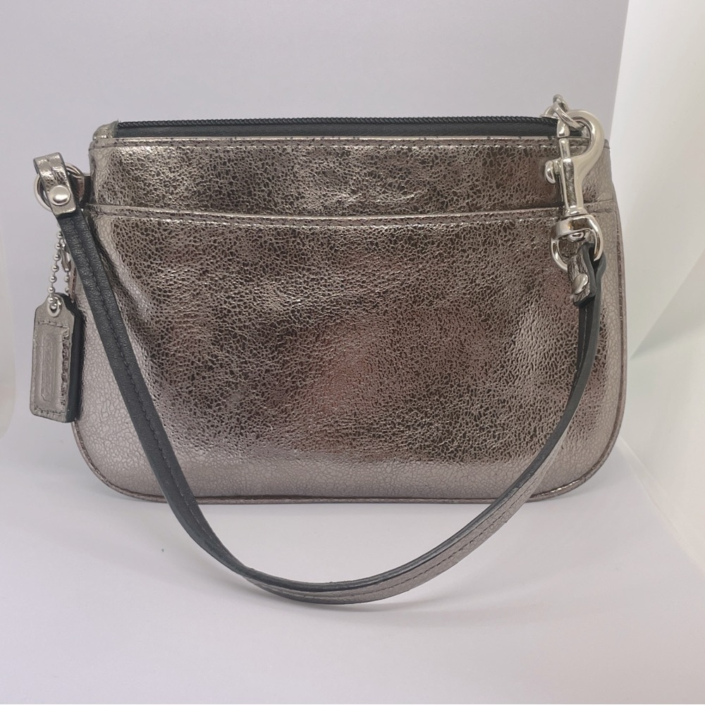 Coach Metallic Silver Wristlet